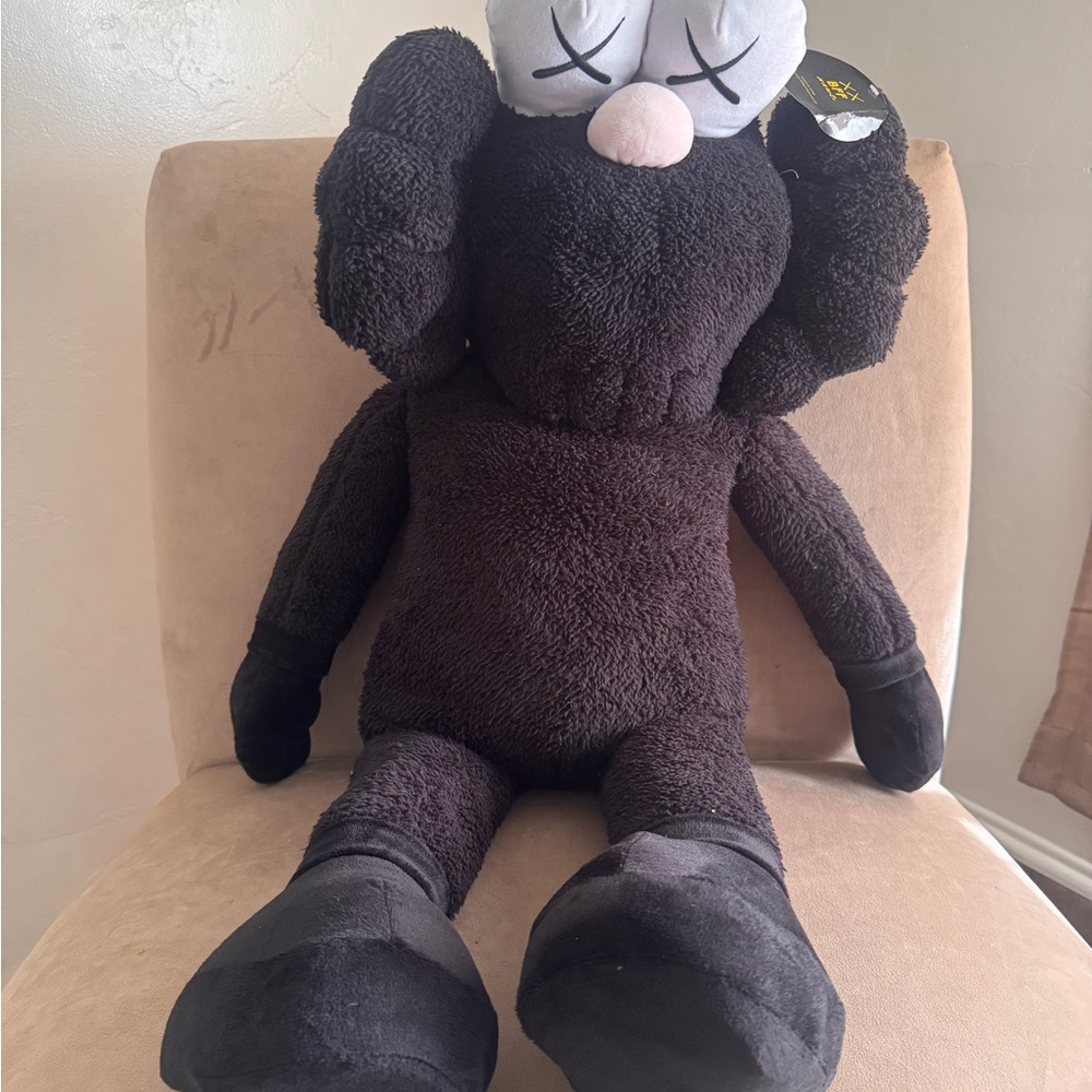 SOLD *KAWS Black  Plush Companion with Pink Nose